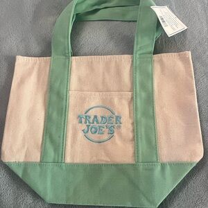 Trader Joe’s Mini Pink and Green Canvas Tote Bag